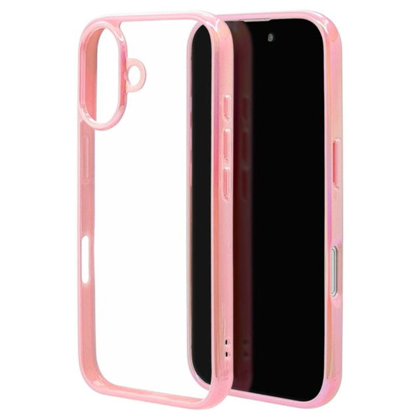 テレホンリース iPhone16 ケース カバー ハイブリッド aurora ピンク×クリア