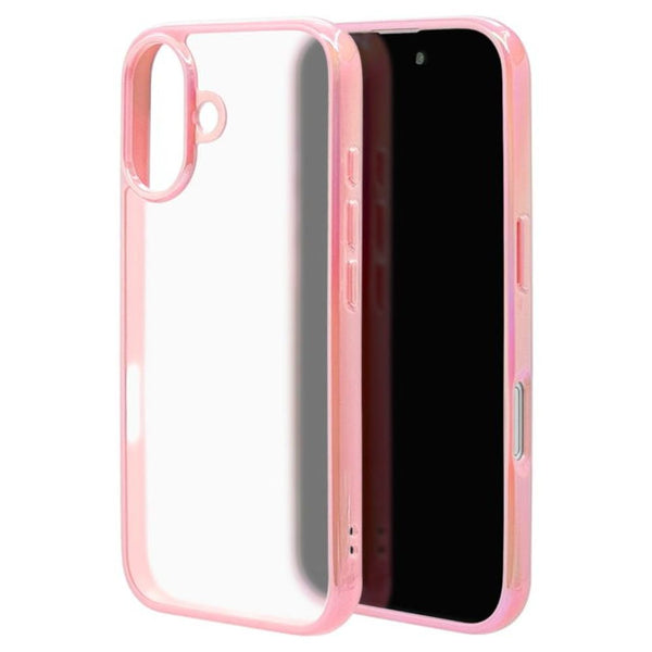 テレホンリース iPhone16 ケース カバー ハイブリッド aurora ピンク×フロストホワイト