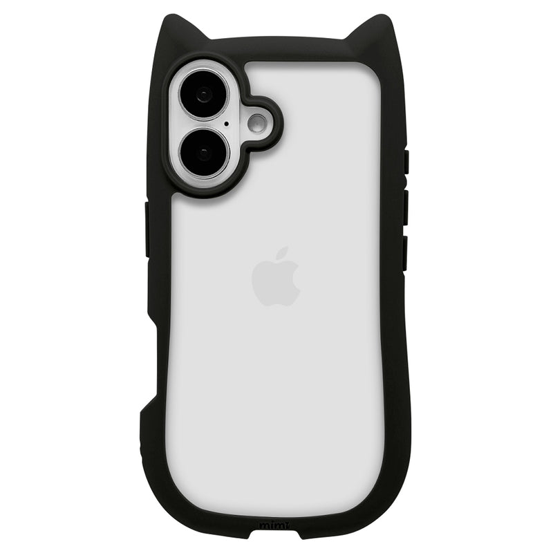 【テレホンリース】iPhone16 mimi猫耳ハイブリッド TPU×PC ブラック 8143IP461HPBK 37g