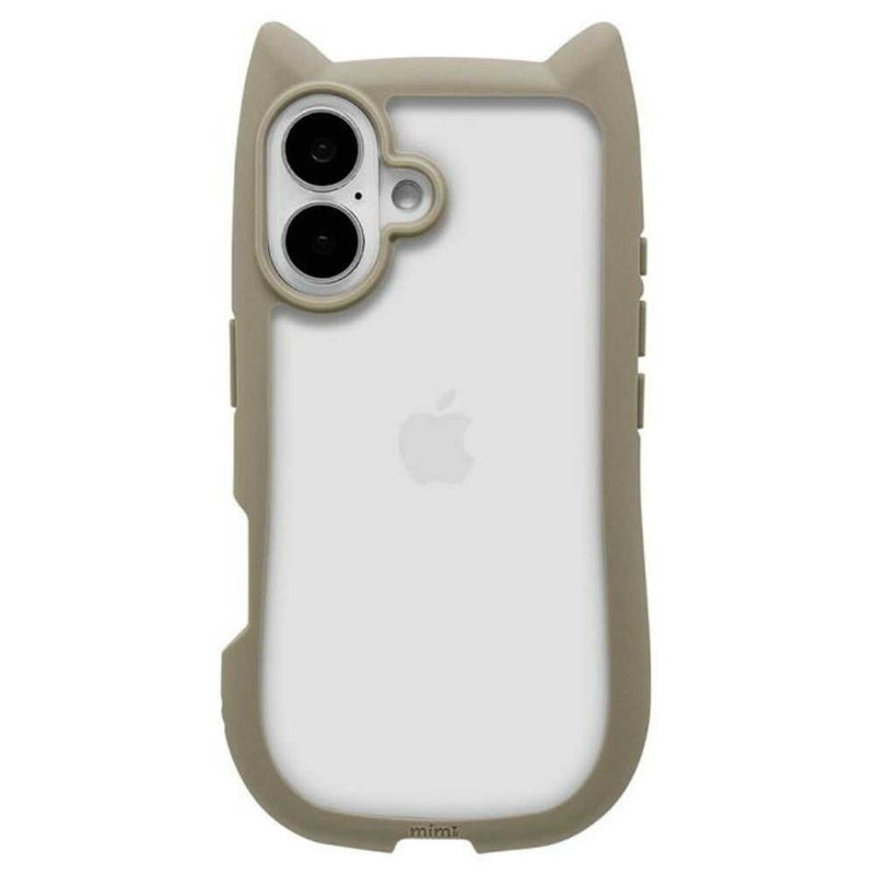 テレホンリース iPhone16 ケース カバー ハイブリッド 猫耳 トープ