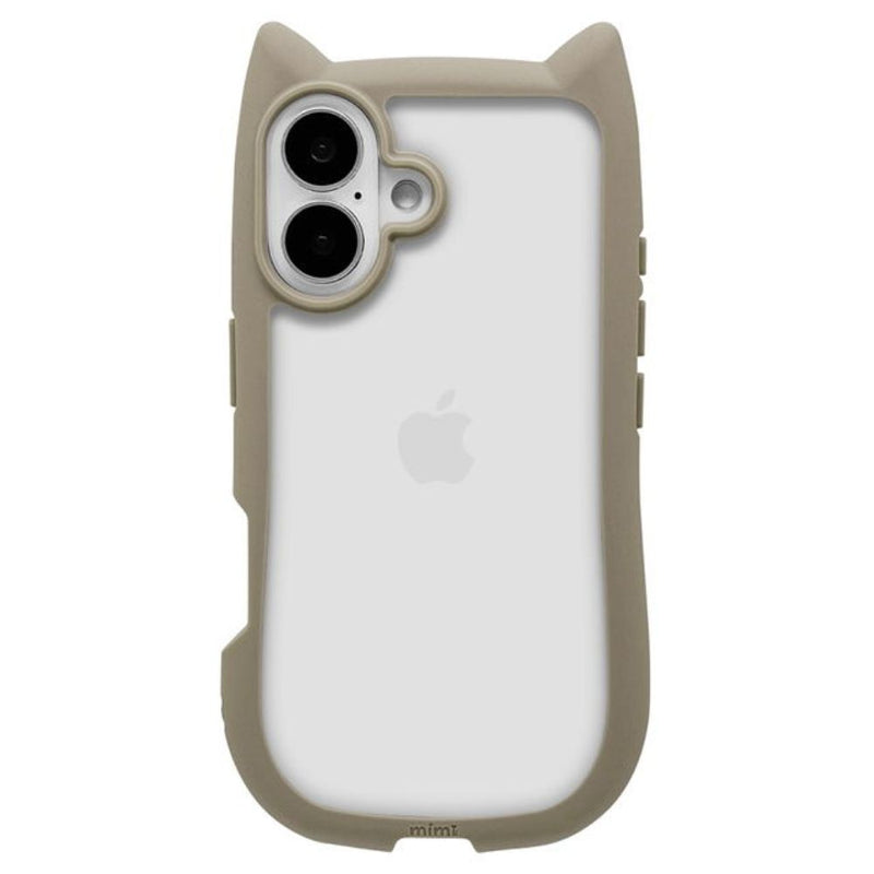 テレホンリース iPhone16 ケース カバー ハイブリッド 猫耳 トープ