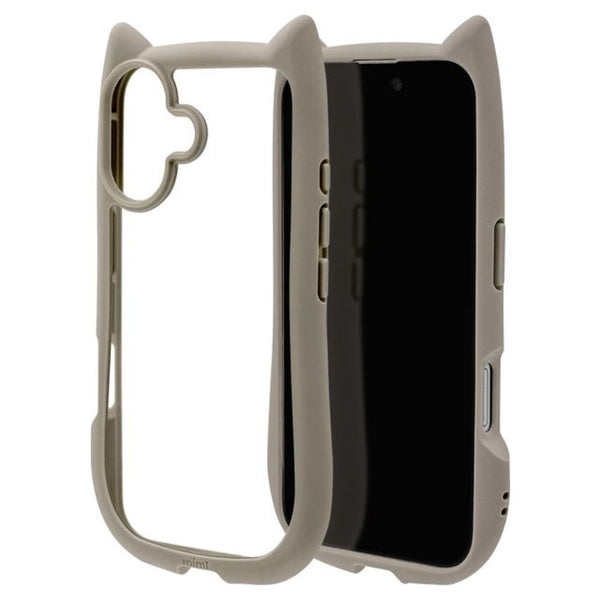 テレホンリース iPhone16 ケース カバー ハイブリッド 猫耳 トープ