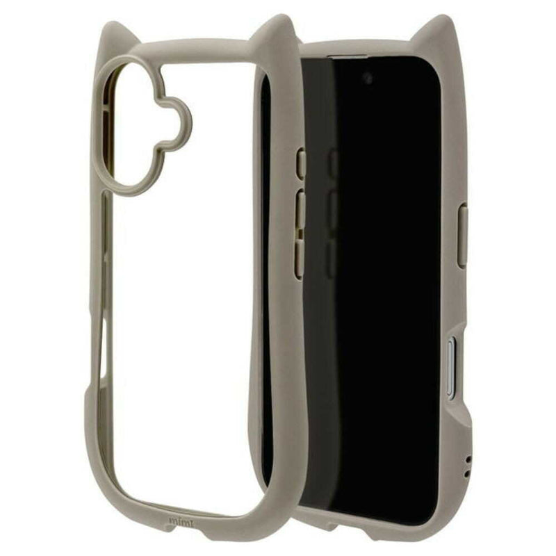 テレホンリース iPhone16 ケース カバー ハイブリッド 猫耳 トープ
