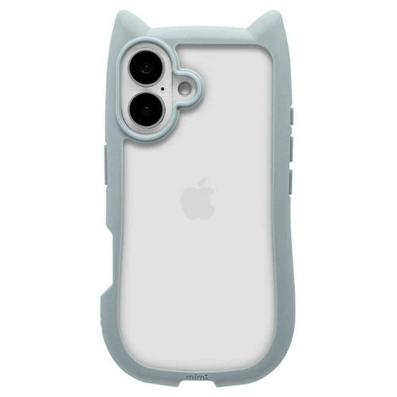 テレホンリース iPhone16 ケース カバー ハイブリッド 猫耳 スモーキーブルー