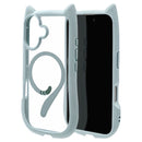 テレホンリース iPhone16 ケース カバー MagSafe対応 猫耳 スモーキーブルー