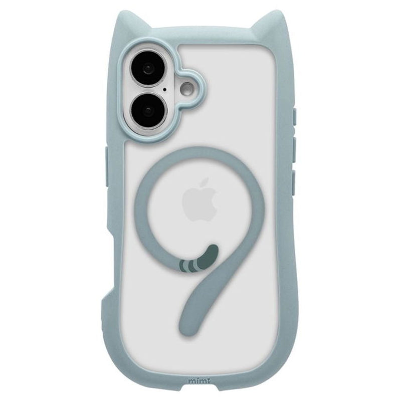 テレホンリース iPhone16 ケース カバー MagSafe対応 猫耳 スモーキーブルー
