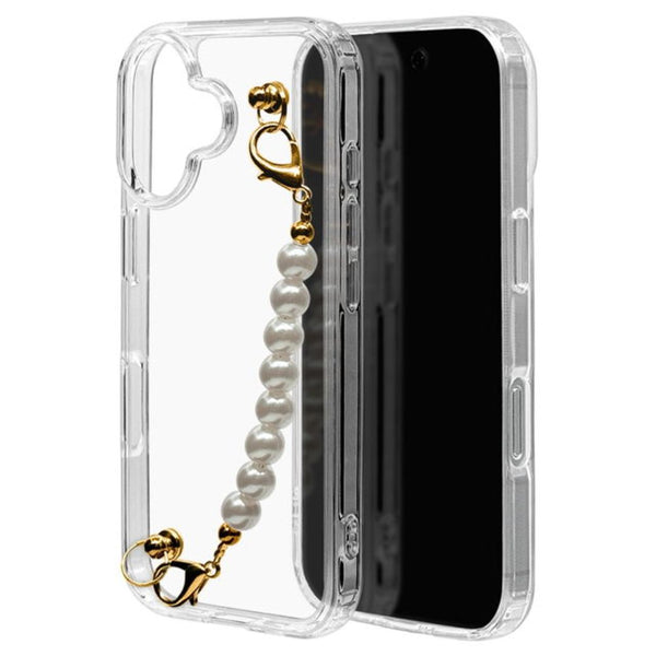 テレホンリース iPhone16 ケース カバー my.DECOR パールチェーン×クリア