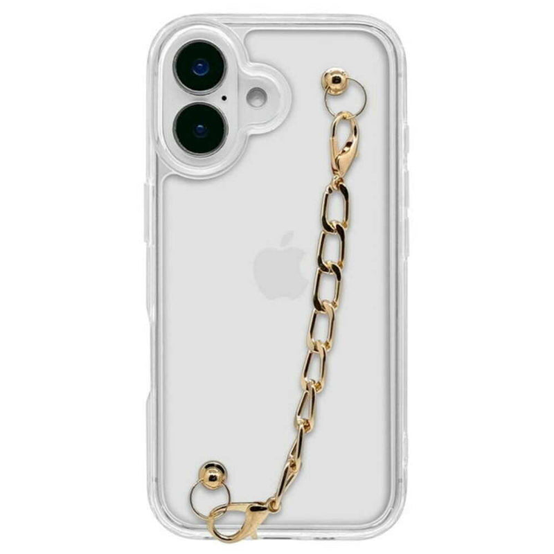 テレホンリース iPhone16 ケース カバー my.DECOR ゴールドチェーン×クリア