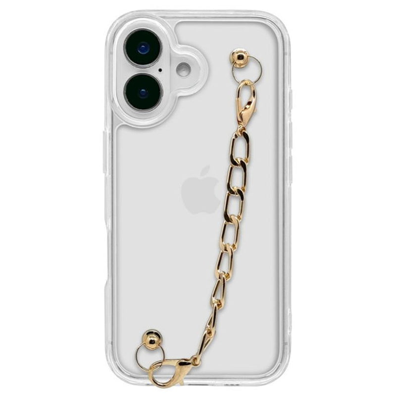 テレホンリース iPhone16 ケース カバー my.DECOR ゴールドチェーン×クリア
