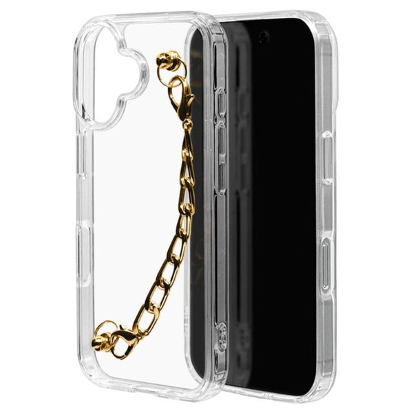 テレホンリース iPhone16 ケース カバー my.DECOR ゴールドチェーン×クリア