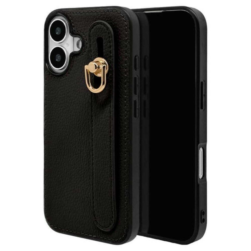 テレホンリース iPhone16 ケース カバー iLBe バンド付き ブラック