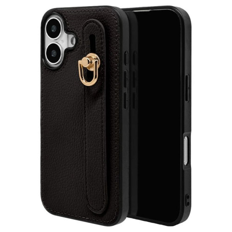 テレホンリース iPhone16 ケース カバー iLBe バンド付き ブラック