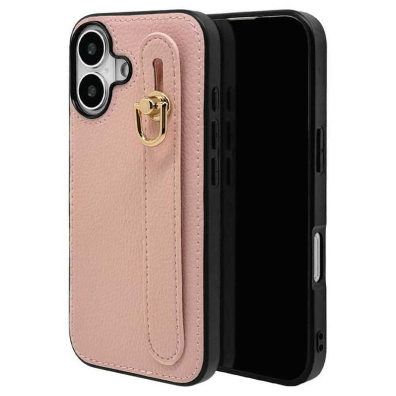 テレホンリース iPhone16 ケース カバー iLBeバンド付き ピンク
