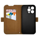 テレホンリース iPhone16Pro 手帳型カバー 薄型 カメラ保護 ブラック×ブラウン