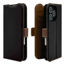 テレホンリース iPhone16Pro 手帳型カバー 薄型 カメラ保護 ブラック×ブラウン