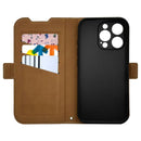 テレホンリース iPhone16Pro 手帳型カバー 薄型 カメラ保護 ネイビー×ブラウン