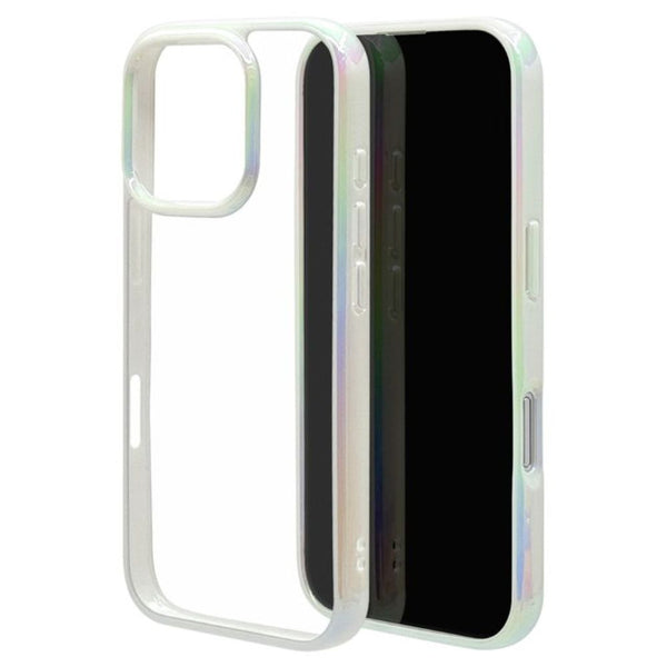 テレホンリース iPhone16Pro ケースカバー オーロラフレーム ホワイト×クリア