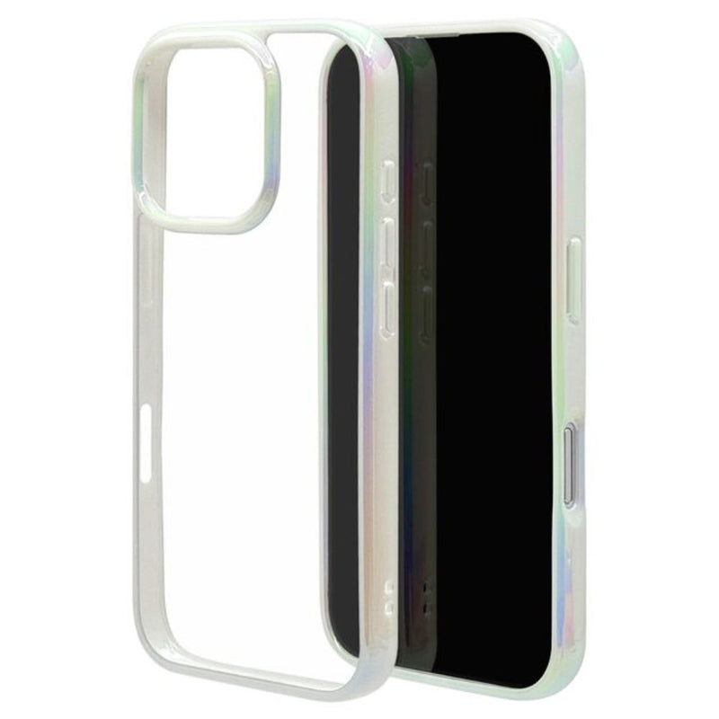 テレホンリース iPhone16Pro ケースカバー オーロラフレーム ホワイト×クリア