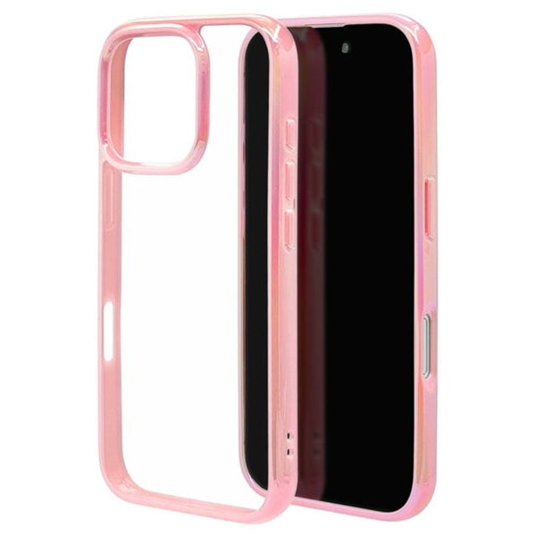 テレホンリース iPhone16Pro ケースカバー オーロラフレーム ピンク×クリア