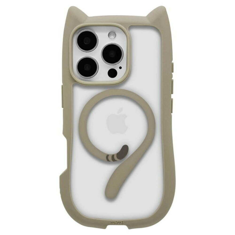 テレホンリース iPhone16Pro ケースカバー 猫耳 トープ