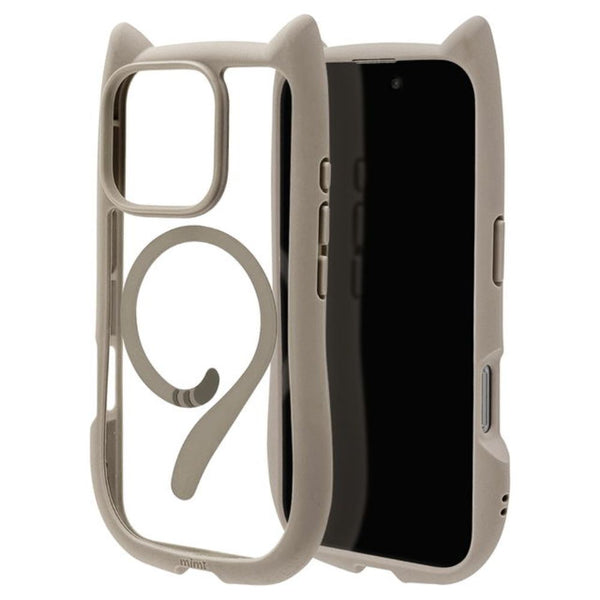 テレホンリース iPhone16Pro ケースカバー 猫耳 トープ