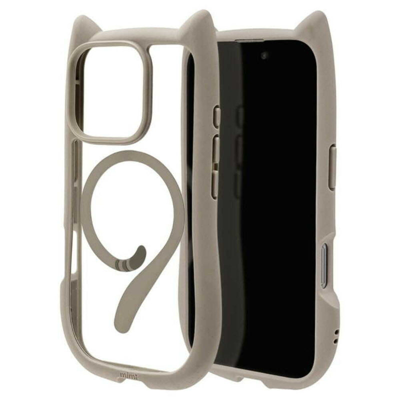 テレホンリース iPhone16Pro ケースカバー 猫耳 トープ