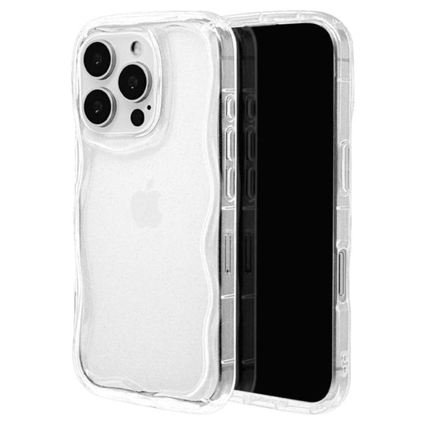 テレホンリース iPhone16Pro ソフトケース TPU クリア ラメ入り ウェーブ