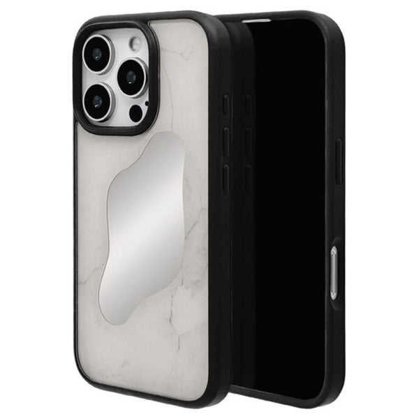 テレホンリース iPhone16Pro TPUバンパーケース 大理石調 オフホワイト