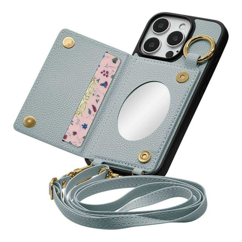 テレホンリース iPhone16Pro ケースカバー TPU ソフトレザー iLBe ブルー