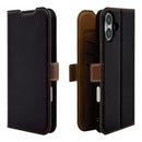 テレホンリース iPhone16Plus 手帳型ケース 薄型 ブラック×ブラウン