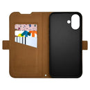 テレホンリース iPhone16Plus 手帳型ケース 薄型 ブラック×ブラウン