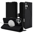 テレホンリース iPhone16Plus 手帳型ケース 耐衝撃吸収 MagSafe対応 ブラック