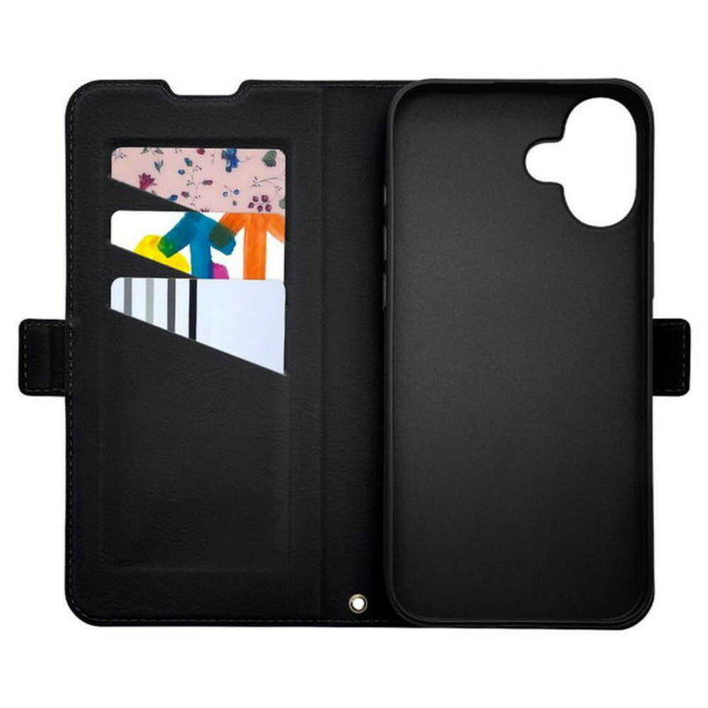 テレホンリース iPhone16Plus 手帳型ケース 耐衝撃吸収 MagSafe対応 ブラック