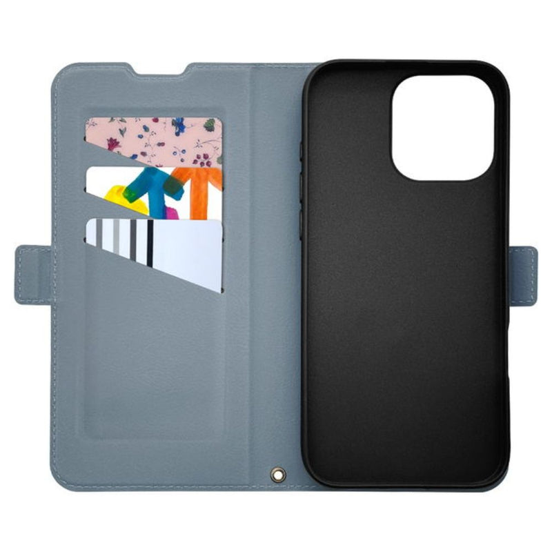 テレホンリース iPhone16ProMax 手帳型カバー 薄型 MagSafe対応 ブルーグレー