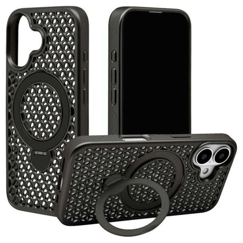 テレホンリース iPhone16 ケース カバー ZEROSAFE Mesh MagSafe対応 ブラック