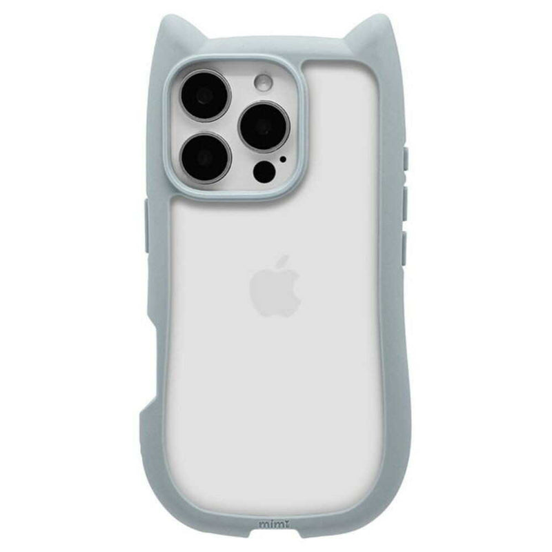 テレホンリース iPhone16Pro ケースカバー 猫耳 スモーキーブルー
