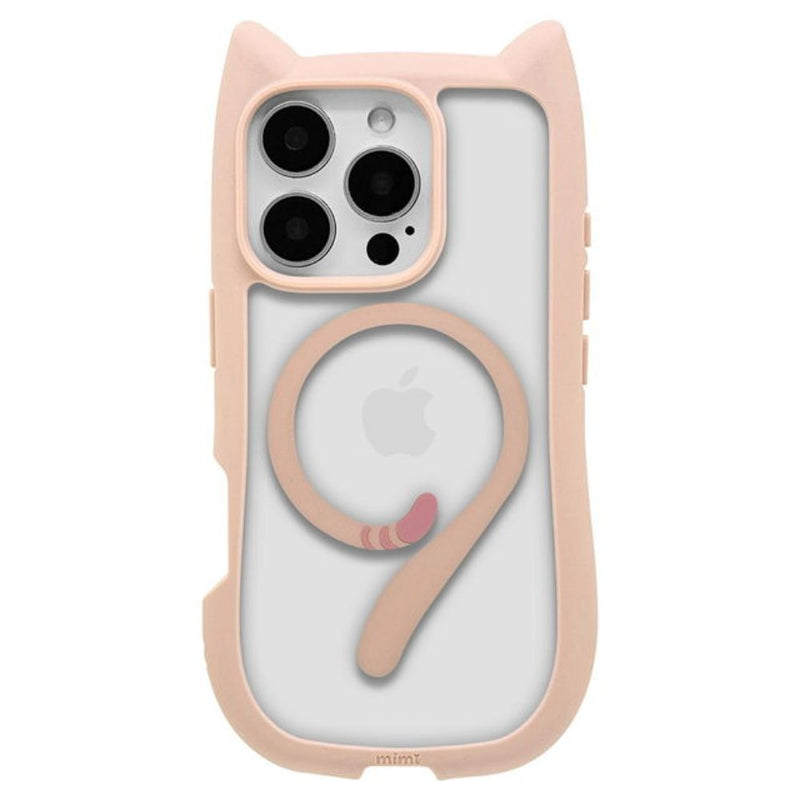 テレホンリース iPhone16Pro ケースカバー 猫耳 MagSafe対応 スモーキーピンク