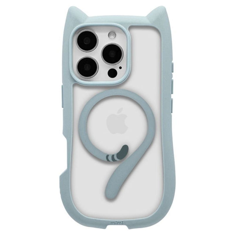 テレホンリース iPhone16Pro ケースカバー 猫耳 MagSafe対応 スモーキーブルー