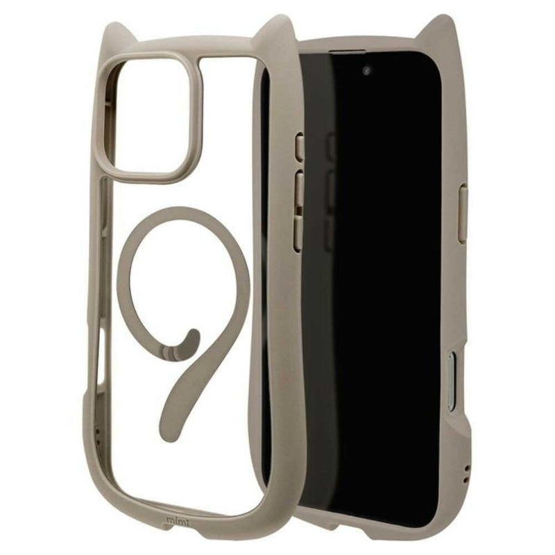 テレホンリース iPhone16ProMax ケースカバー MagSafe対応 猫耳 トープ