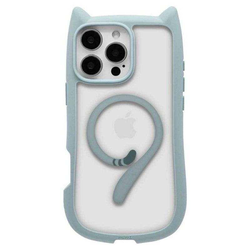 テレホンリース iPhone16ProMax ケースカバー MagSafe対応 猫耳 スモーキーブルー