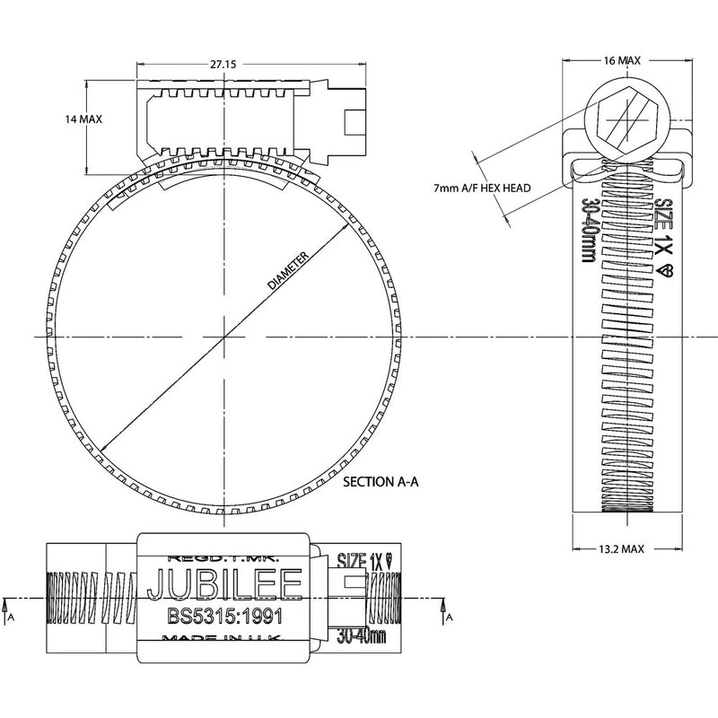 ホースクリップ 締付径 60-80mm JBL3XSS メーカー直送 ▼返品・キャンセル不可【他商品との同時購入不可】