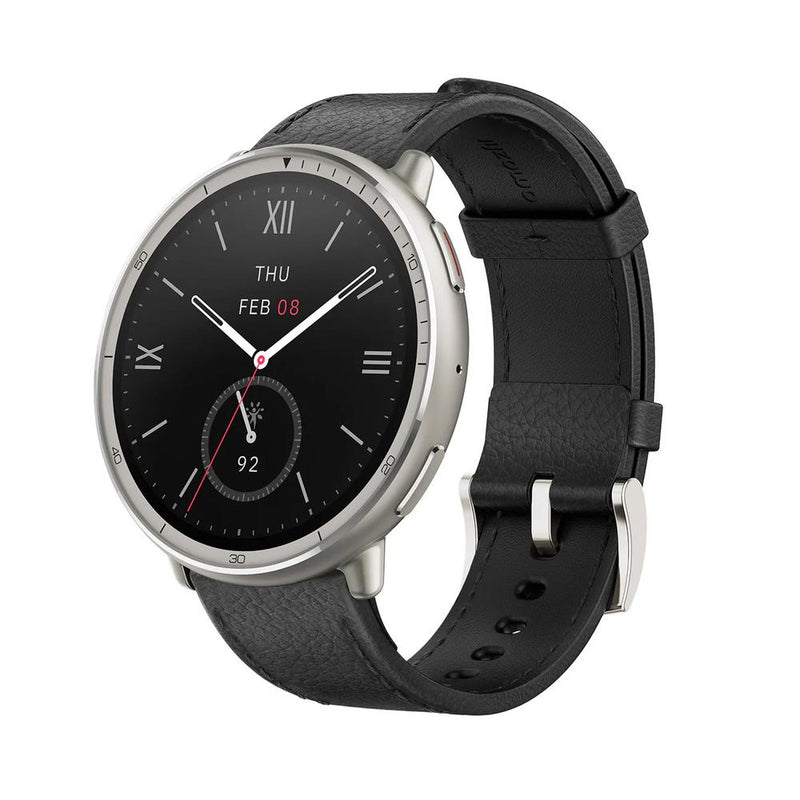 アースリボーン Amazfit Active 2 Round ブラックレザー 42.13g