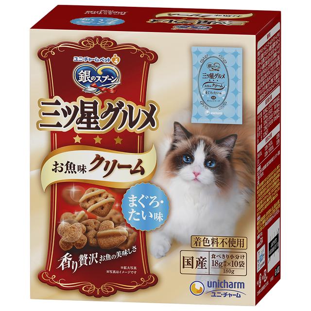 ユニチャーム 三ツ星グルメ お魚味クリーム まぐろ・たい味 180g