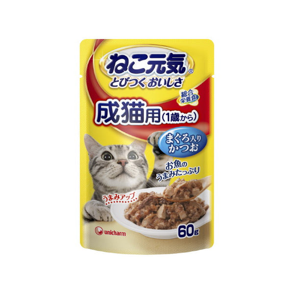 ねこ元気パウチ成猫用まぐろ入りかつお 60G