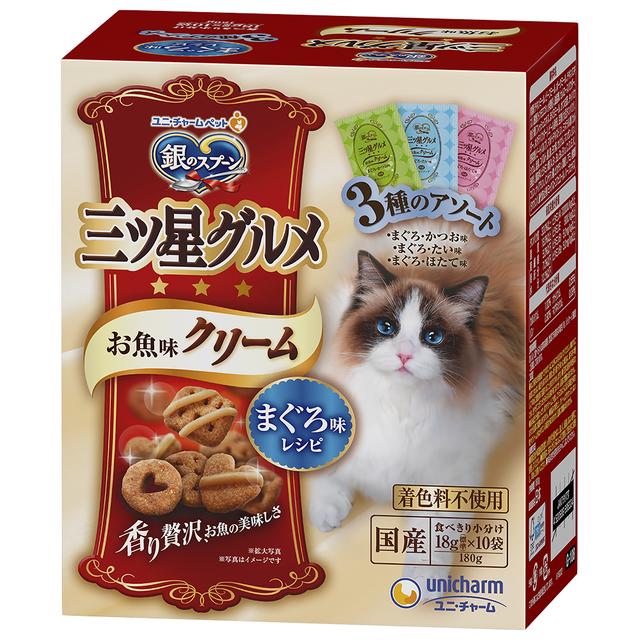 ユニチャーム 三ツ星グルメ お魚味クリーム まぐろ味レシピ 3種のアソート 180g