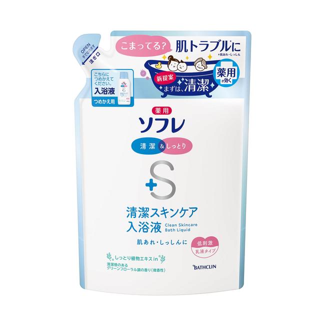 [Quasi-drug] Bathclin Medicated Souffle Clean Skin Care Bath Liquid Refill 600ml