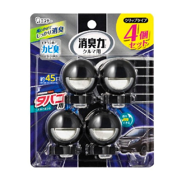 エステー クルマの消臭力 クリップタイプ タバコ用 スカイミント 3.2mL×4個セット