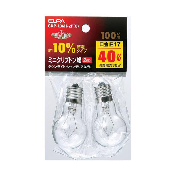 ELPA Mini Krypton Sphere 40W Clear 2pcs L36H-2PC