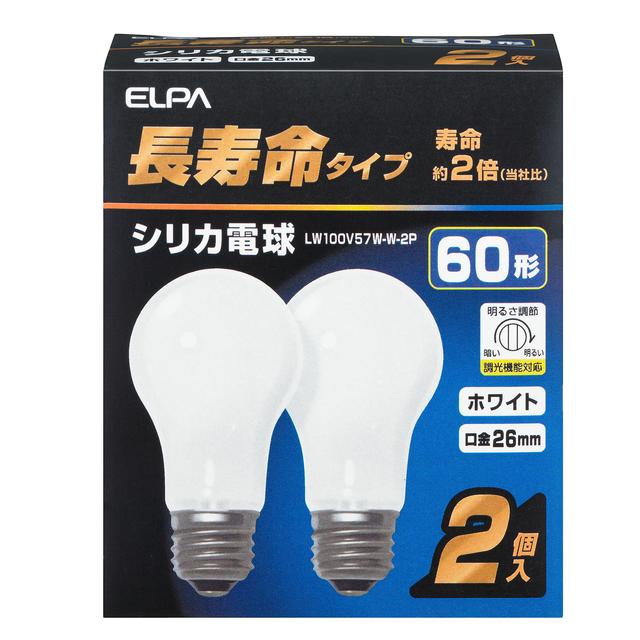 ELPA Long Life Silica Bulb 60W E26 2pcs