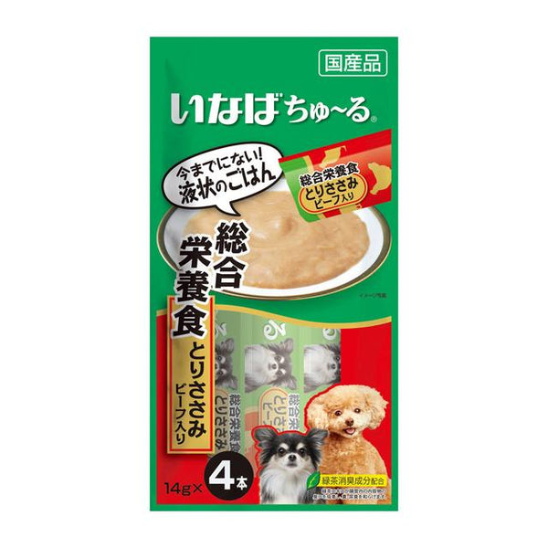 いなば ちゅ〜る総合栄養食とりささみビーフ 犬用 14g×4本